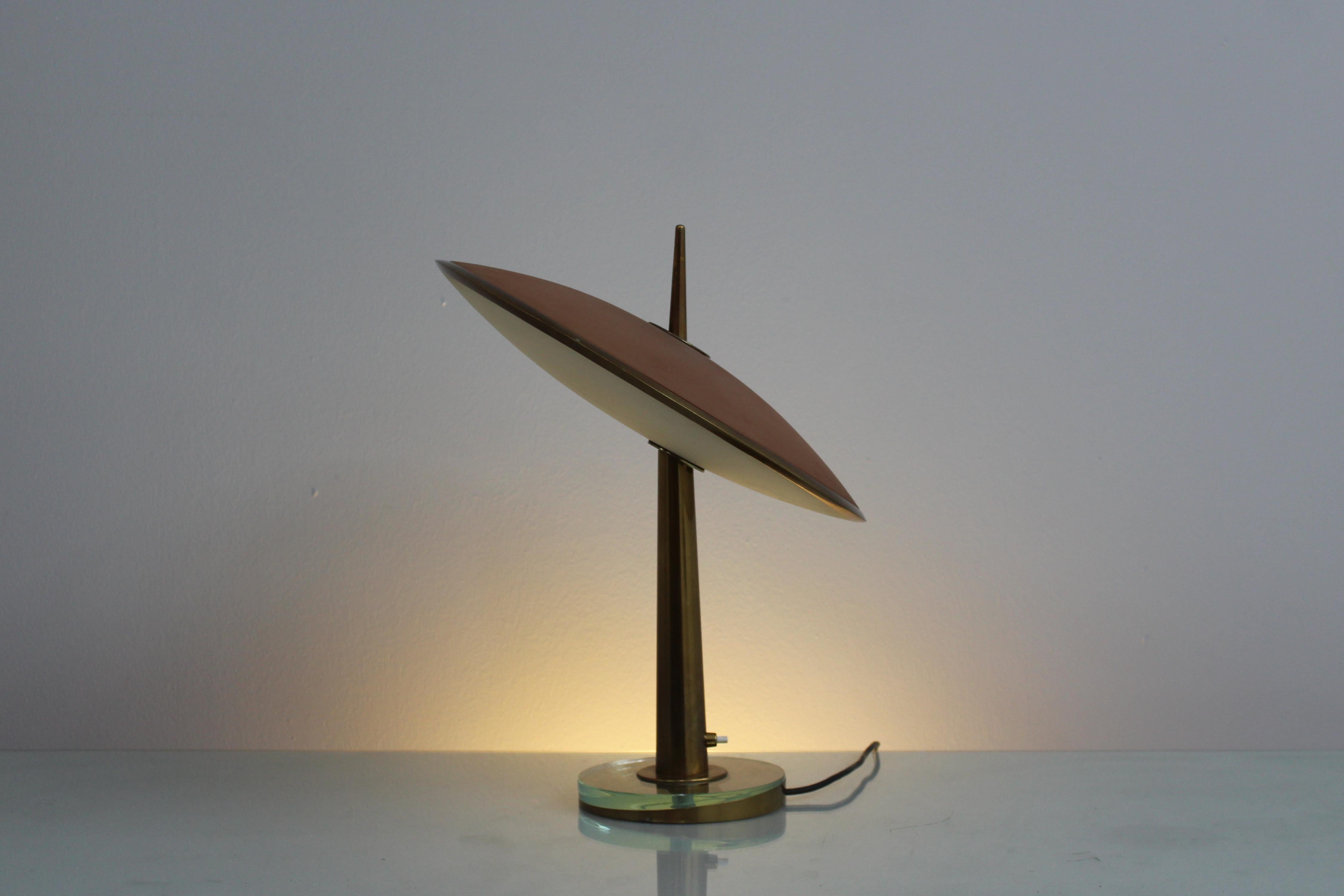 M. Ingrand for Fontana Arte mod. 1538 Disco Volante Glass Table Lamp 50s Italy 8
