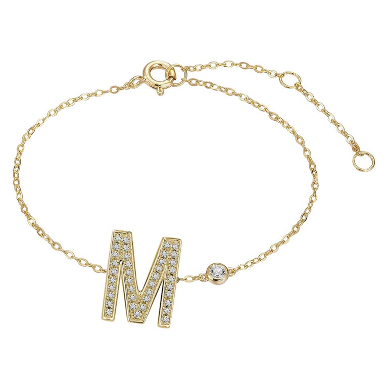 M Initial Bezel Chain Anklet For Sale at 1stDibs
