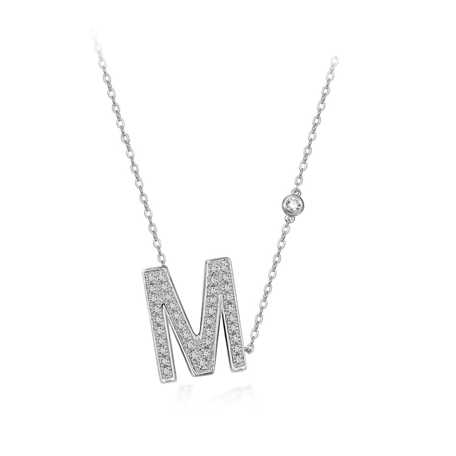 letter m necklace silver