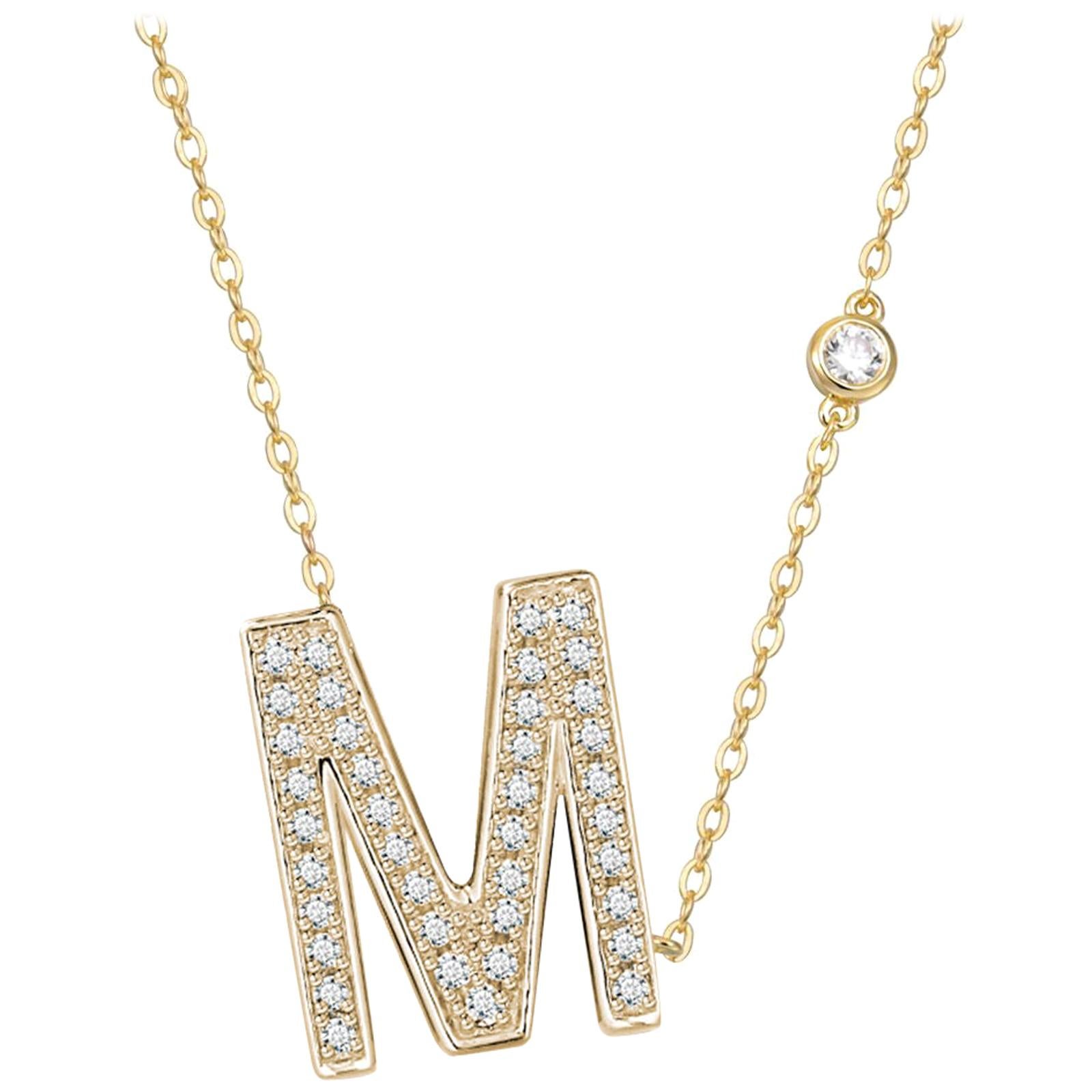 M-Initial Bezel Chain Necklace For Sale