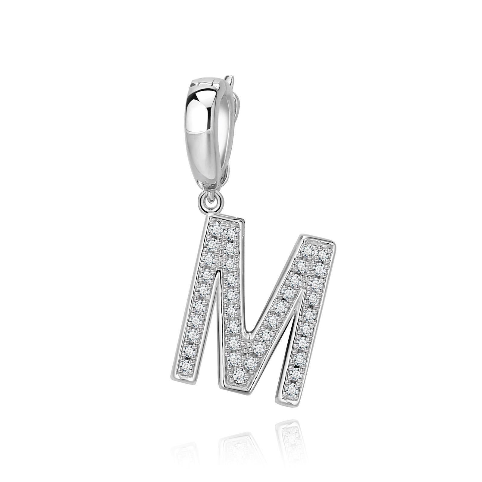 Modern M Initial Pendant or Charm For Sale