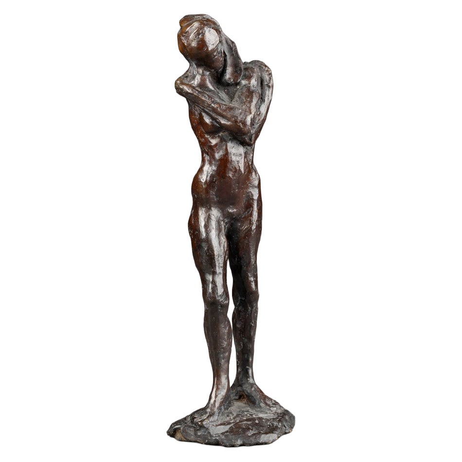 M-J Bourron : "Nude", Patinated bronze sculpture C.1960/70