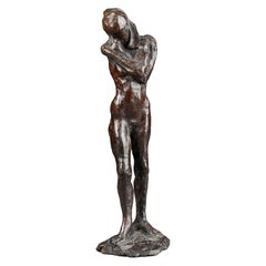 M-J Bourron : "Nude", Patinated bronze sculpture C.1960/70