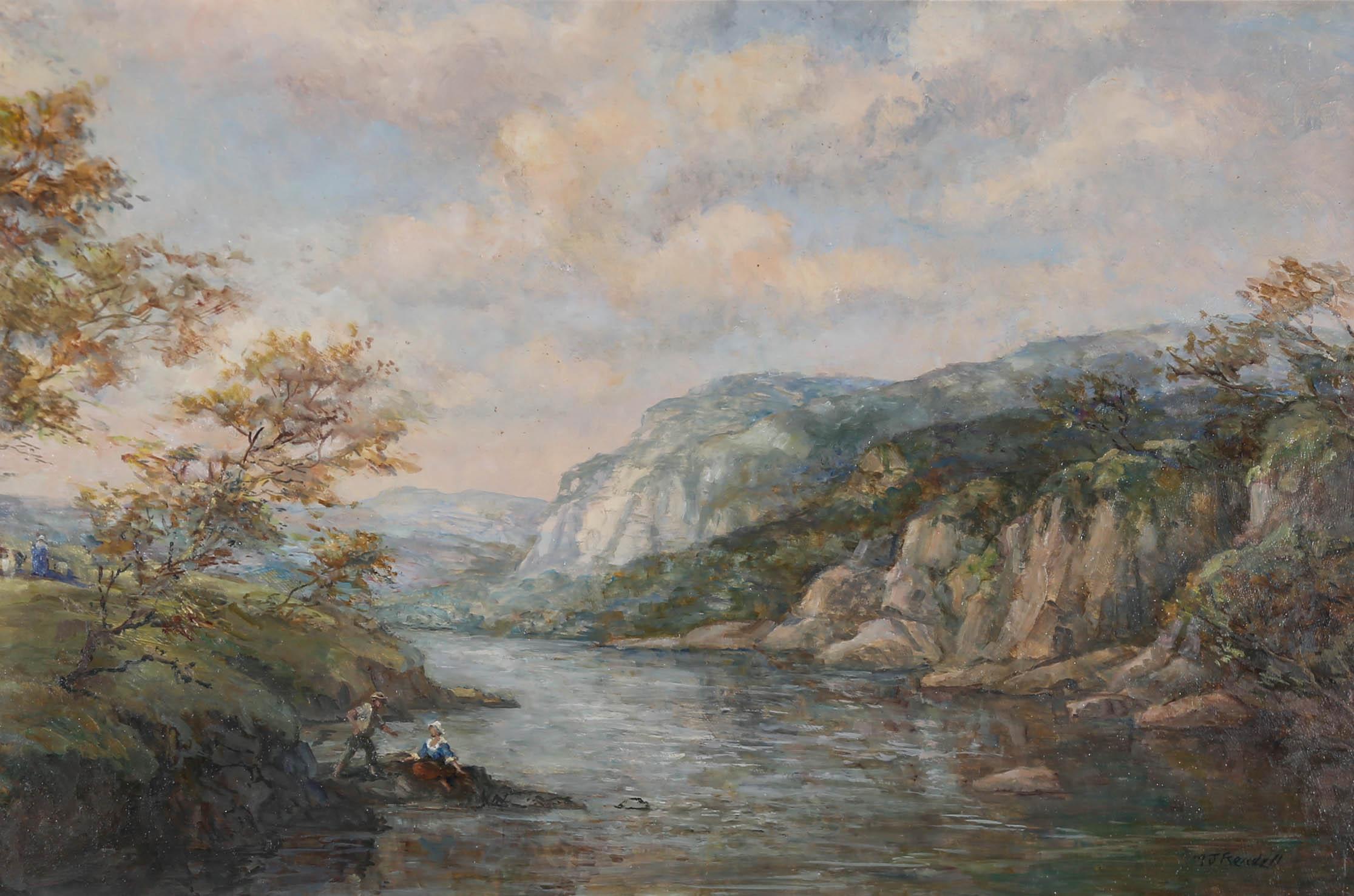 M.J. Rendell (1896-1980) - Olio del XX secolo, Lungo il fiume - Painting di M J Rendell