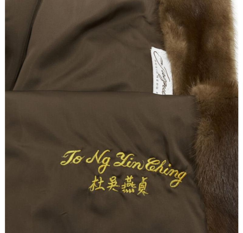 M JACQUES brown fur long sleeve collar jacket coat 6