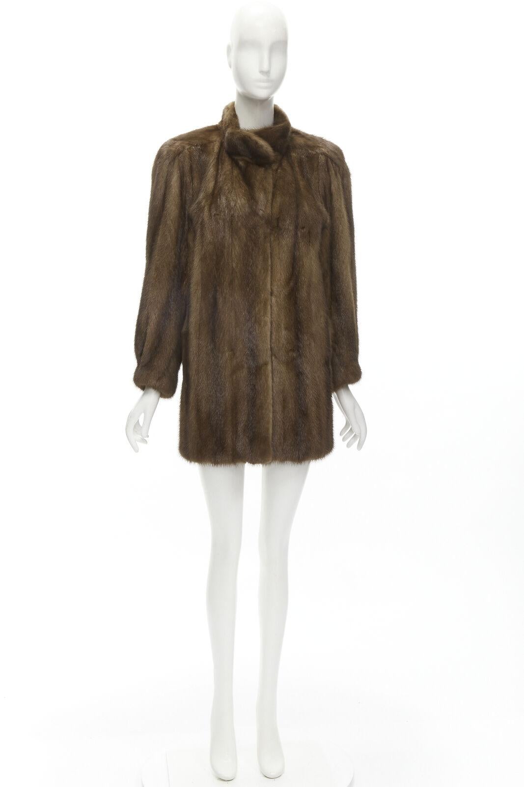 M JACQUES brown fur long sleeve collar jacket coat For Sale 7