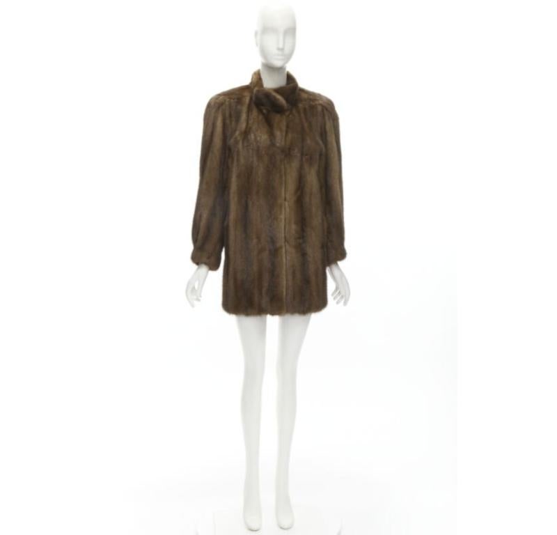M JACQUES brown fur long sleeve collar jacket coat 7