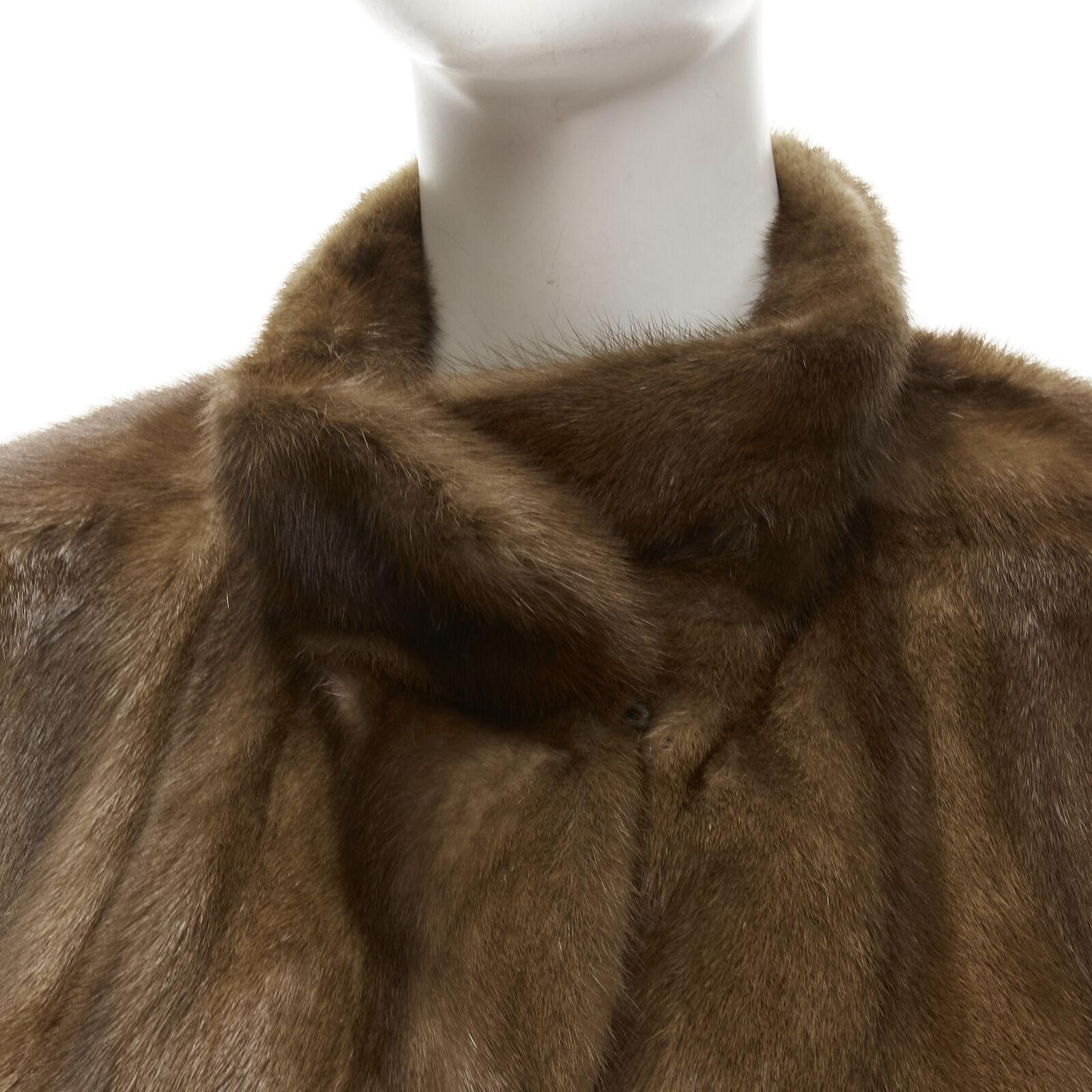 M JACQUES brown fur long sleeve collar jacket coat
Reference: ANWU/A00953
Brand: M Jacques
Material: Fur
Color: Brown
Pattern: Solid
Closure: Hook & Eye
Lining: Fabric

CONDITION:
Condition: Excellent, this item was pre-owned and is in excellent