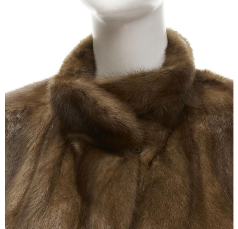 M JACQUES brown fur long sleeve collar jacket coat
Reference: ANWU/A00953
Brand: M Jacques
Material: Fur
Color: Brown
Pattern: Solid
Closure: Hook & Eye
Lining:  Fabric

CONDITION:
Condition: Excellent, this item was pre-owned and is in excellent