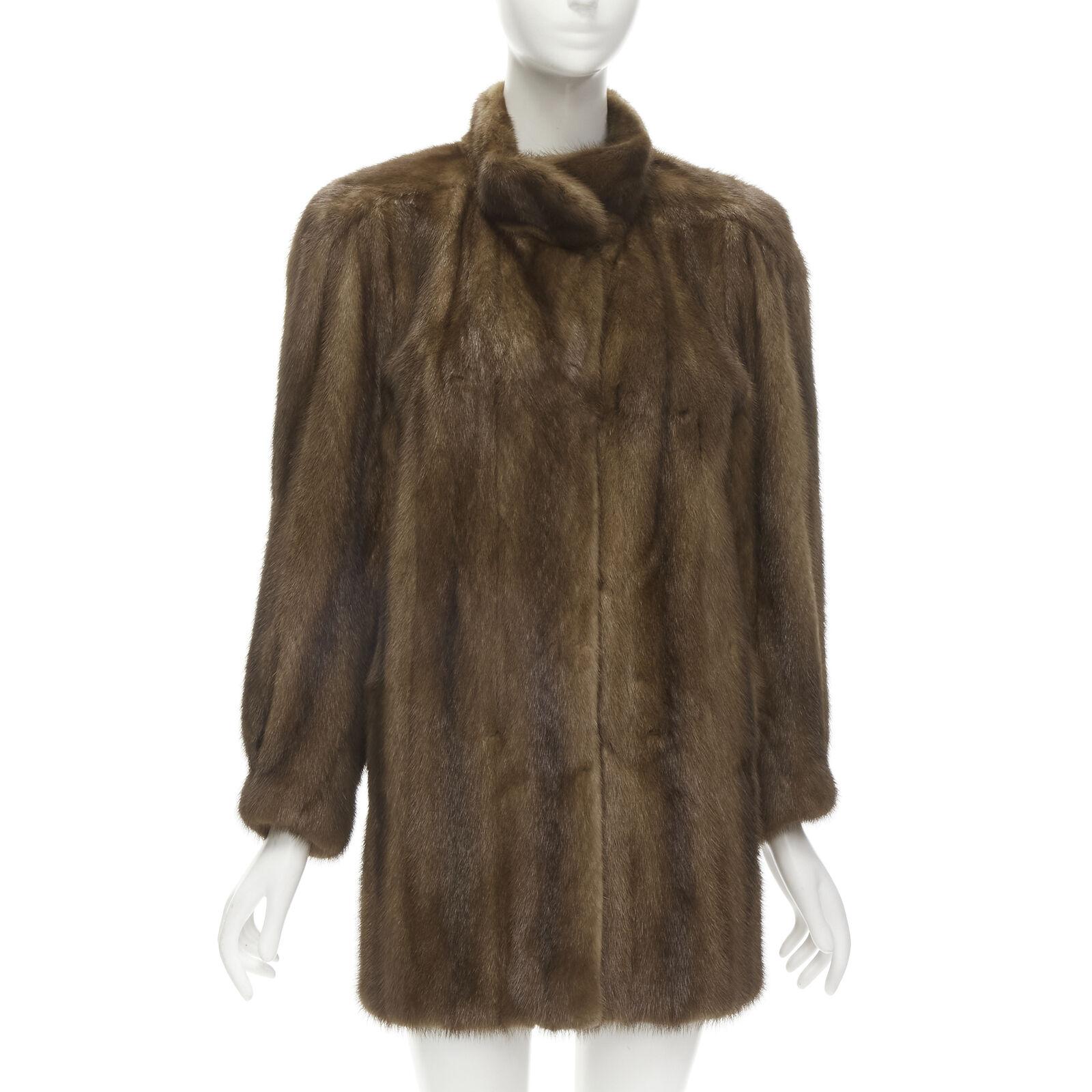 M JACQUES brown fur long sleeve collar jacket coat In Excellent Condition For Sale In Hong Kong, NT