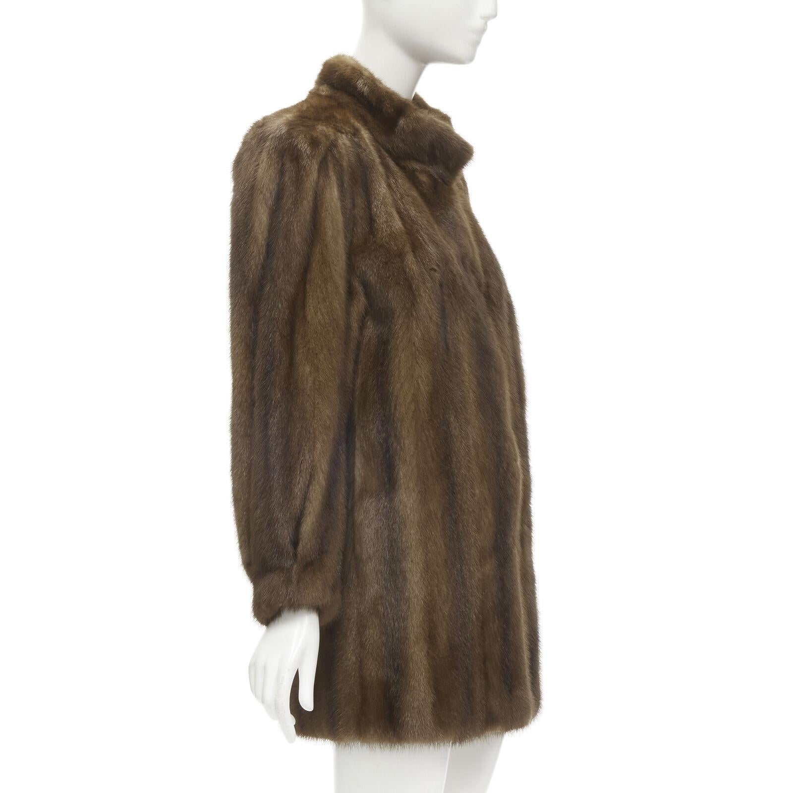 Women's M JACQUES brown fur long sleeve collar jacket coat For Sale