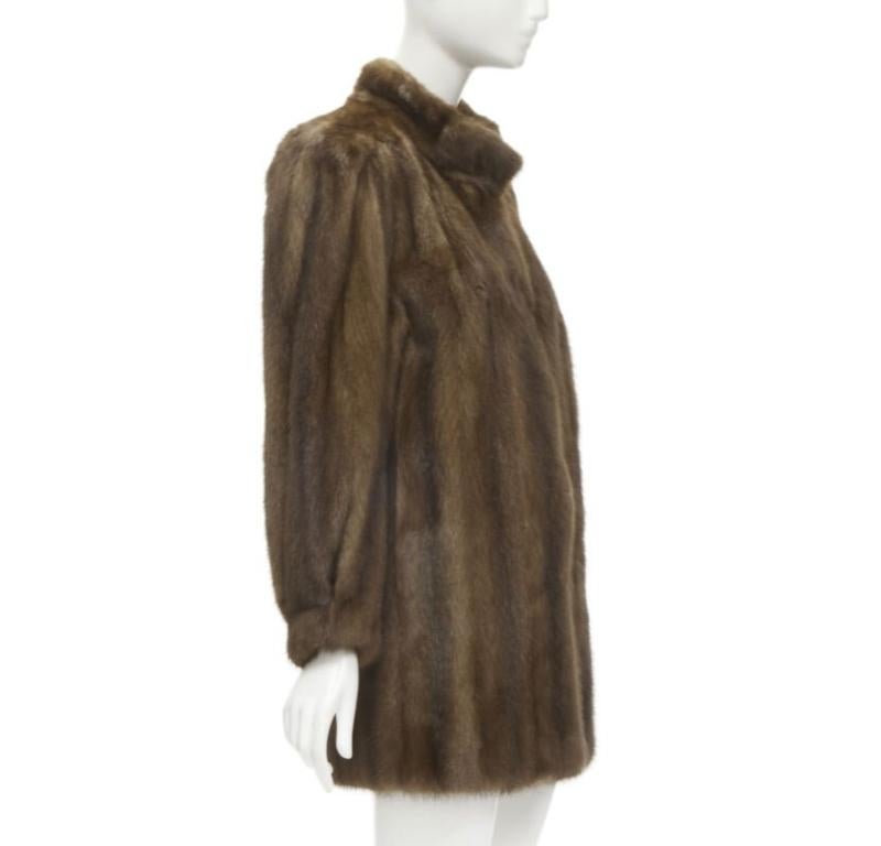Women's M JACQUES brown fur long sleeve collar jacket coat