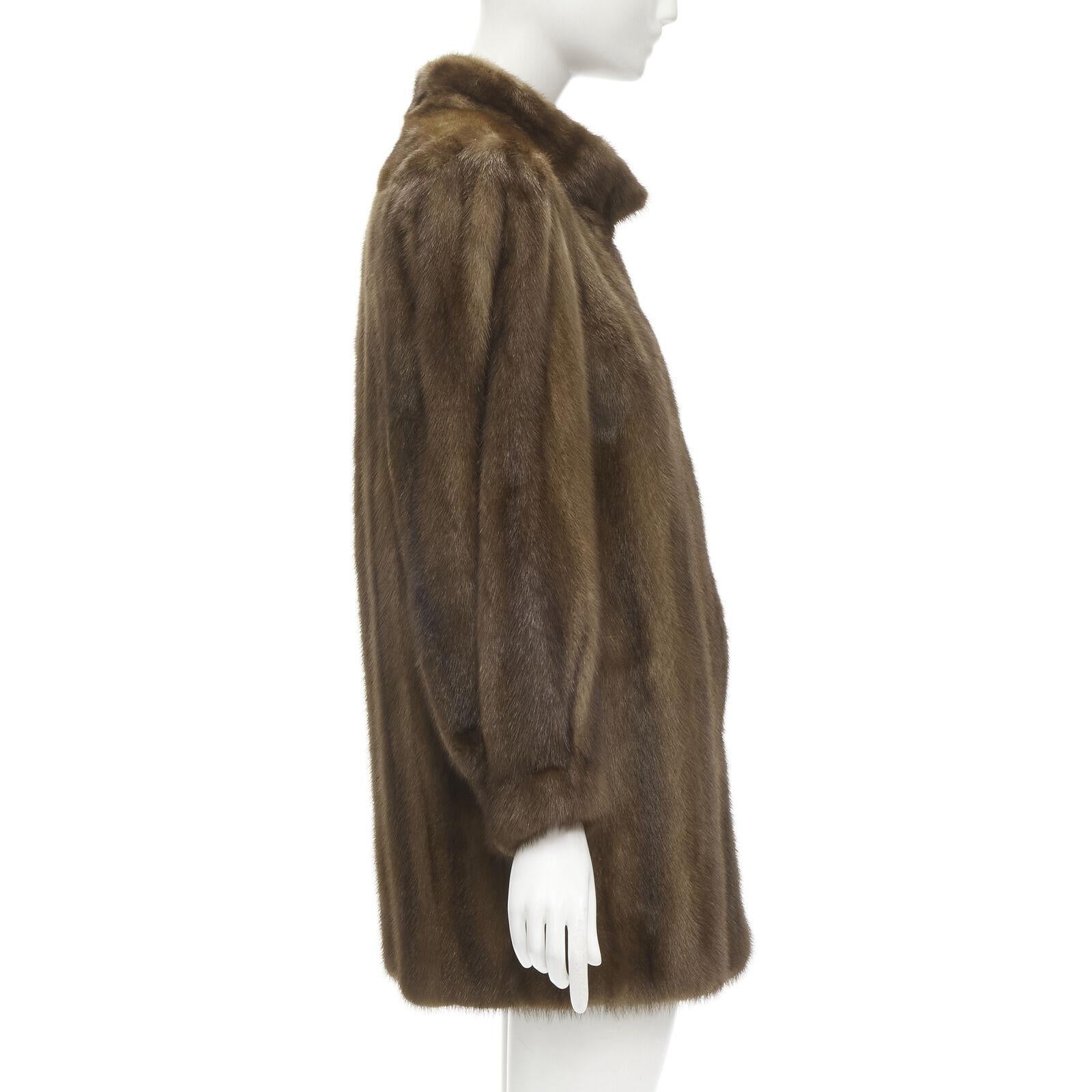 M JACQUES brown fur long sleeve collar jacket coat For Sale 1