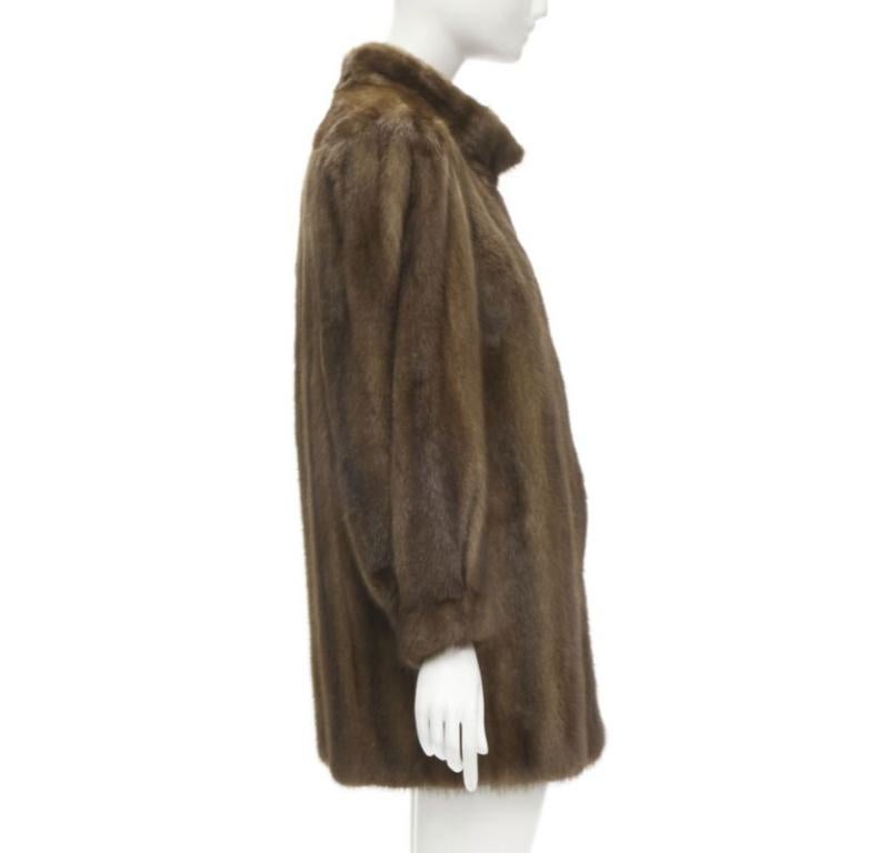 M JACQUES brown fur long sleeve collar jacket coat 1