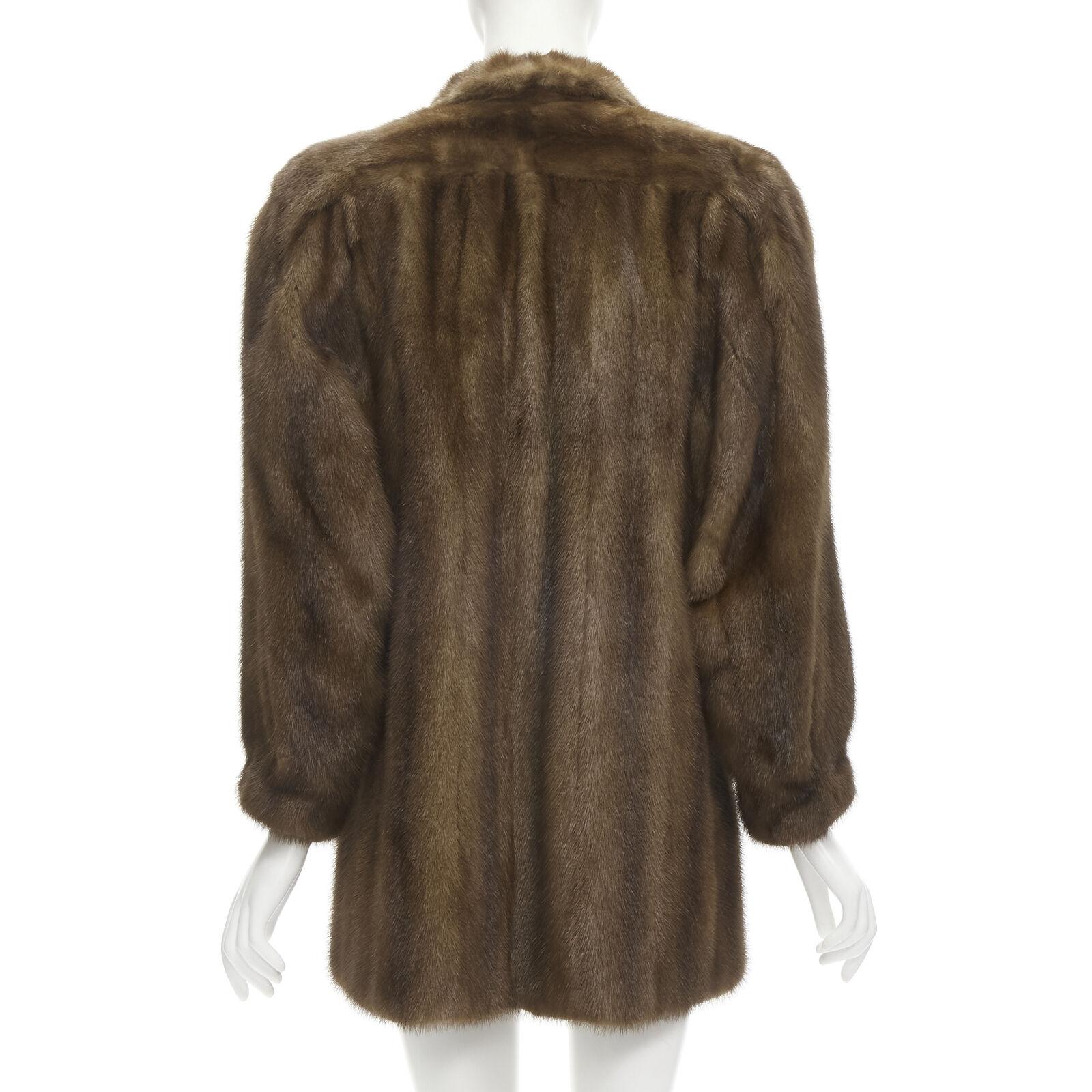 M JACQUES brown fur long sleeve collar jacket coat For Sale 2