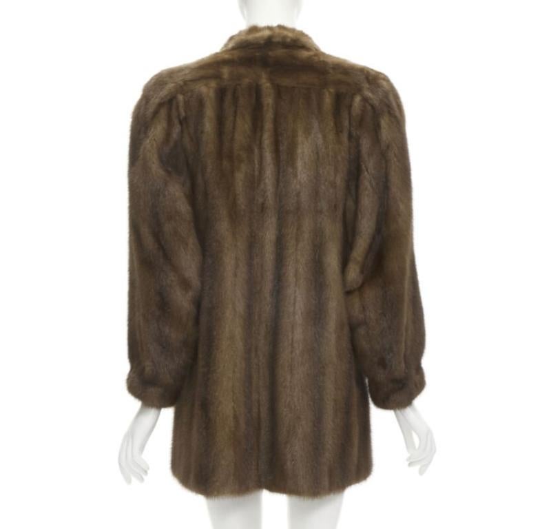 M JACQUES brown fur long sleeve collar jacket coat 2