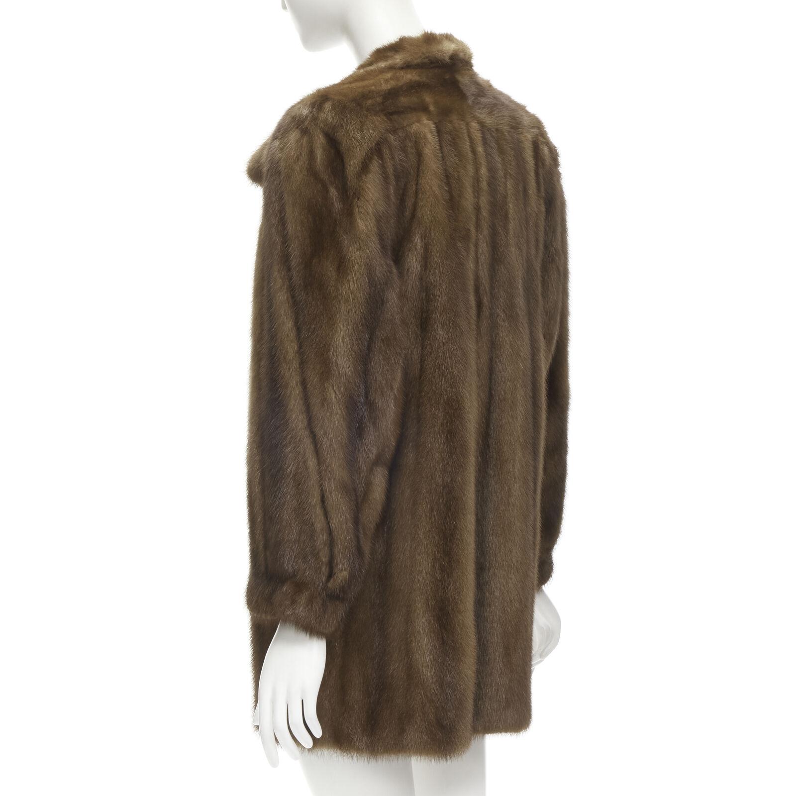 M JACQUES brown fur long sleeve collar jacket coat For Sale 3