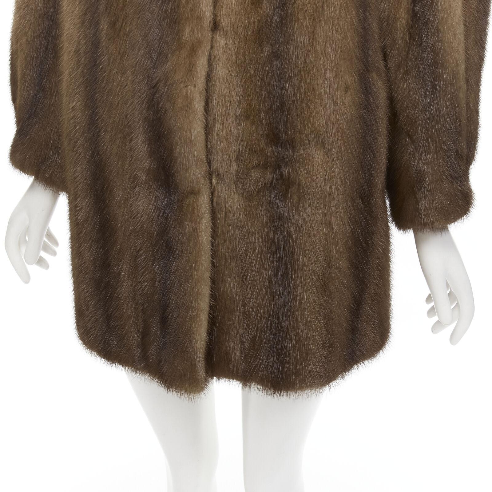 M JACQUES brown fur long sleeve collar jacket coat For Sale 4
