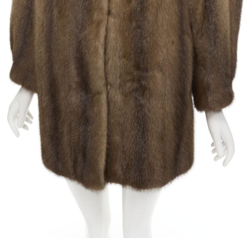 M JACQUES brown fur long sleeve collar jacket coat 4