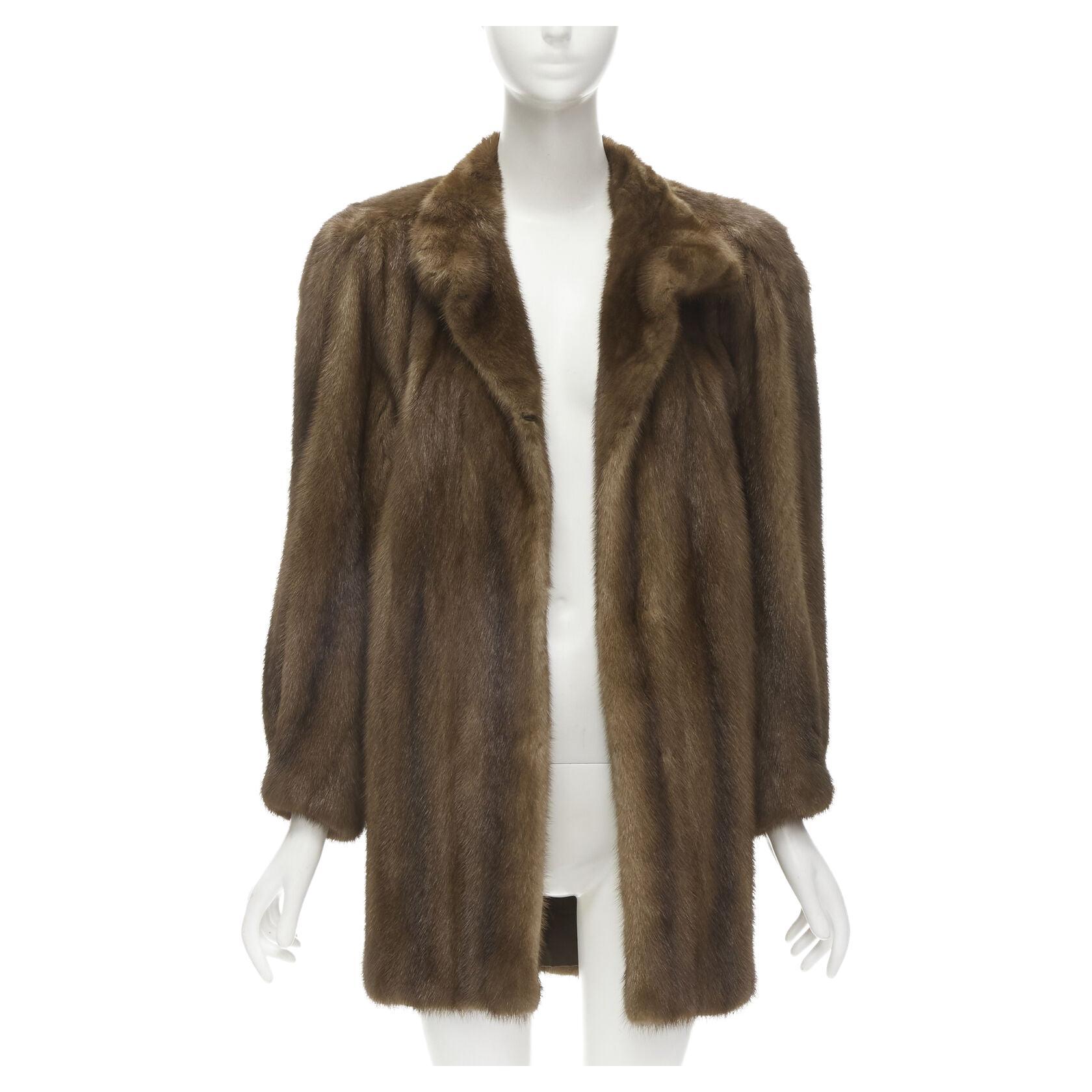 M JACQUES brown fur long sleeve collar jacket coat For Sale