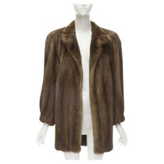 M JACQUES brown fur long sleeve collar jacket coat