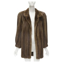 M JACQUES chaqueta de piel marrón cuello manga larga abrigo