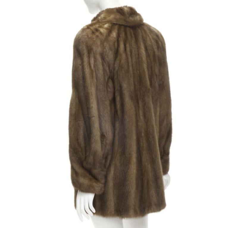 M JACQUES brown fur peter pan collar long sleeve hook eye coat jacket For Sale 2