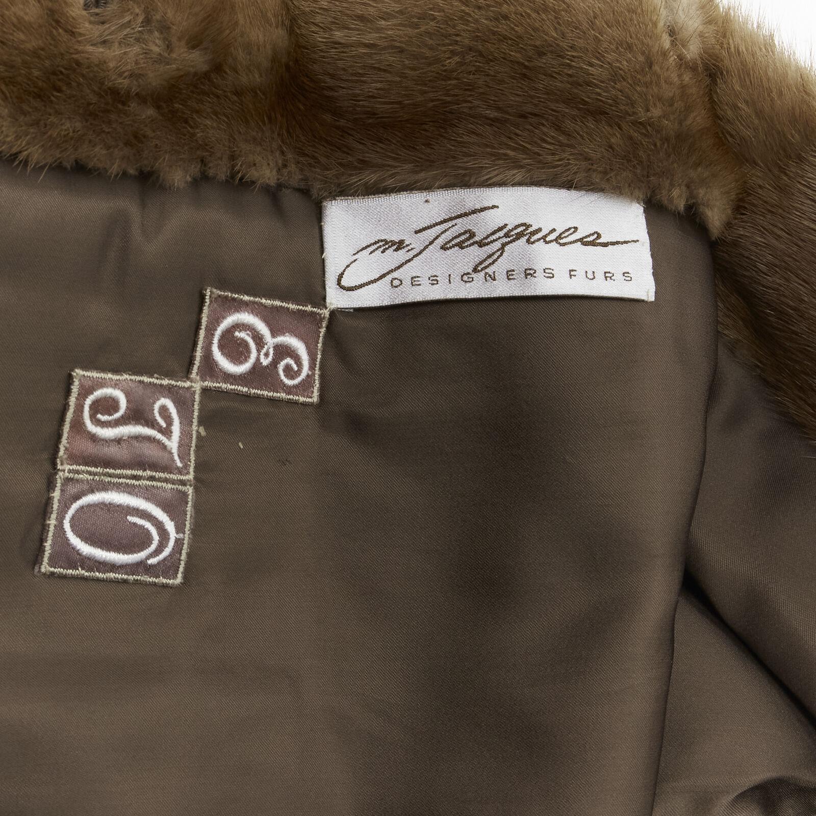 M JACQUES brown fur peter pan collar long sleeve hook eye coat jacket For Sale 5