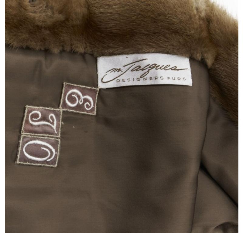 M JACQUES brown fur peter pan collar long sleeve hook eye coat jacket For Sale 4
