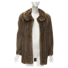 M JACQUES brown fur peter pan collar long sleeve hook eye coat jacket