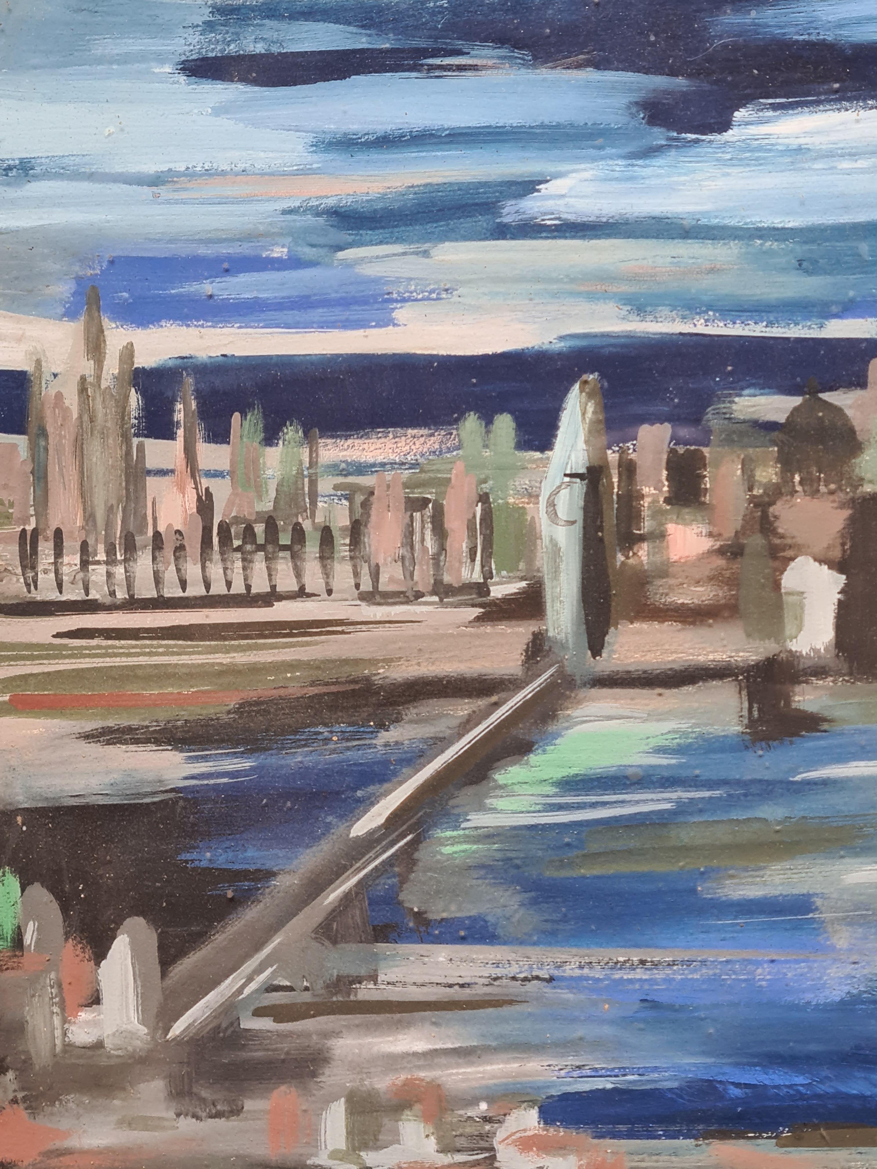 Londres y el río Támesis. - Art Moderno de M K Meyers