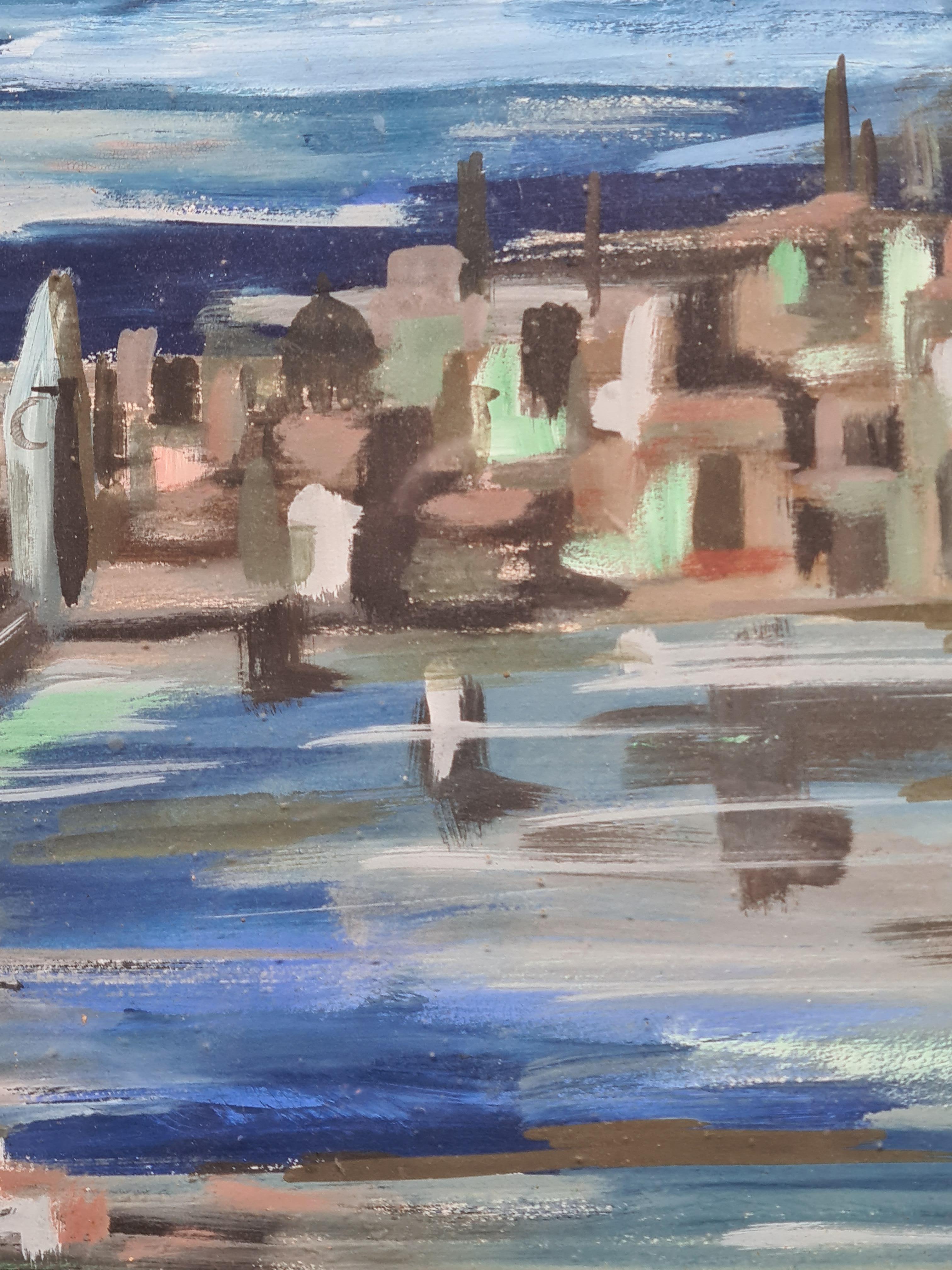 Londres y el río Támesis. - Landscape Art Gris de M K Meyers