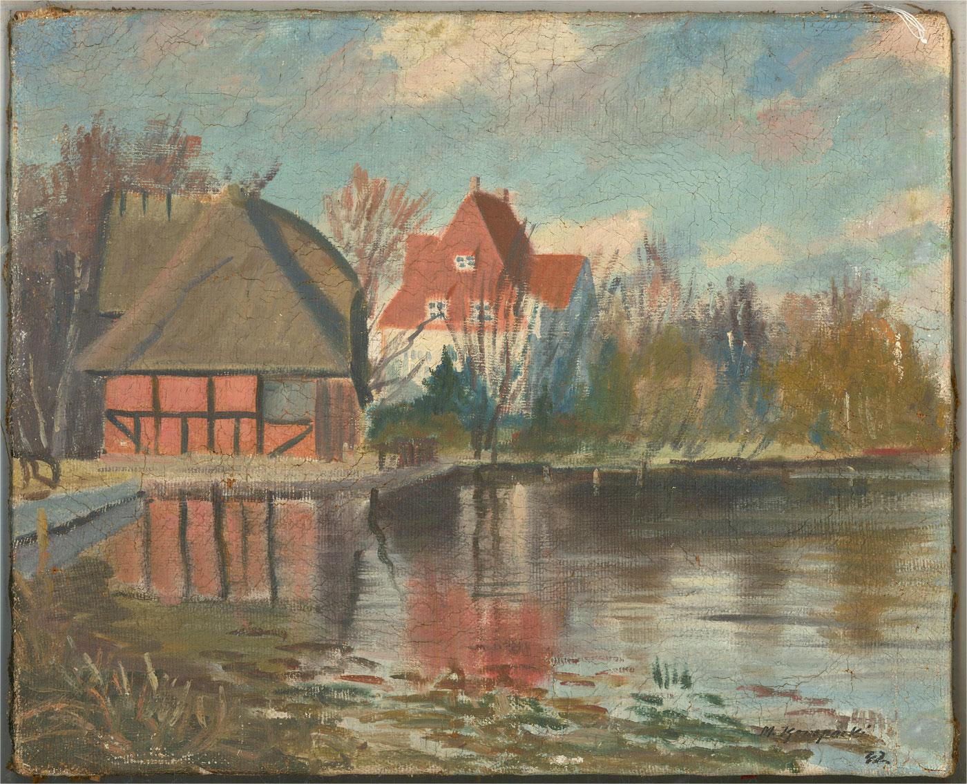 M. K. - Danish School 1922 Oil, The Lake For Sale 1