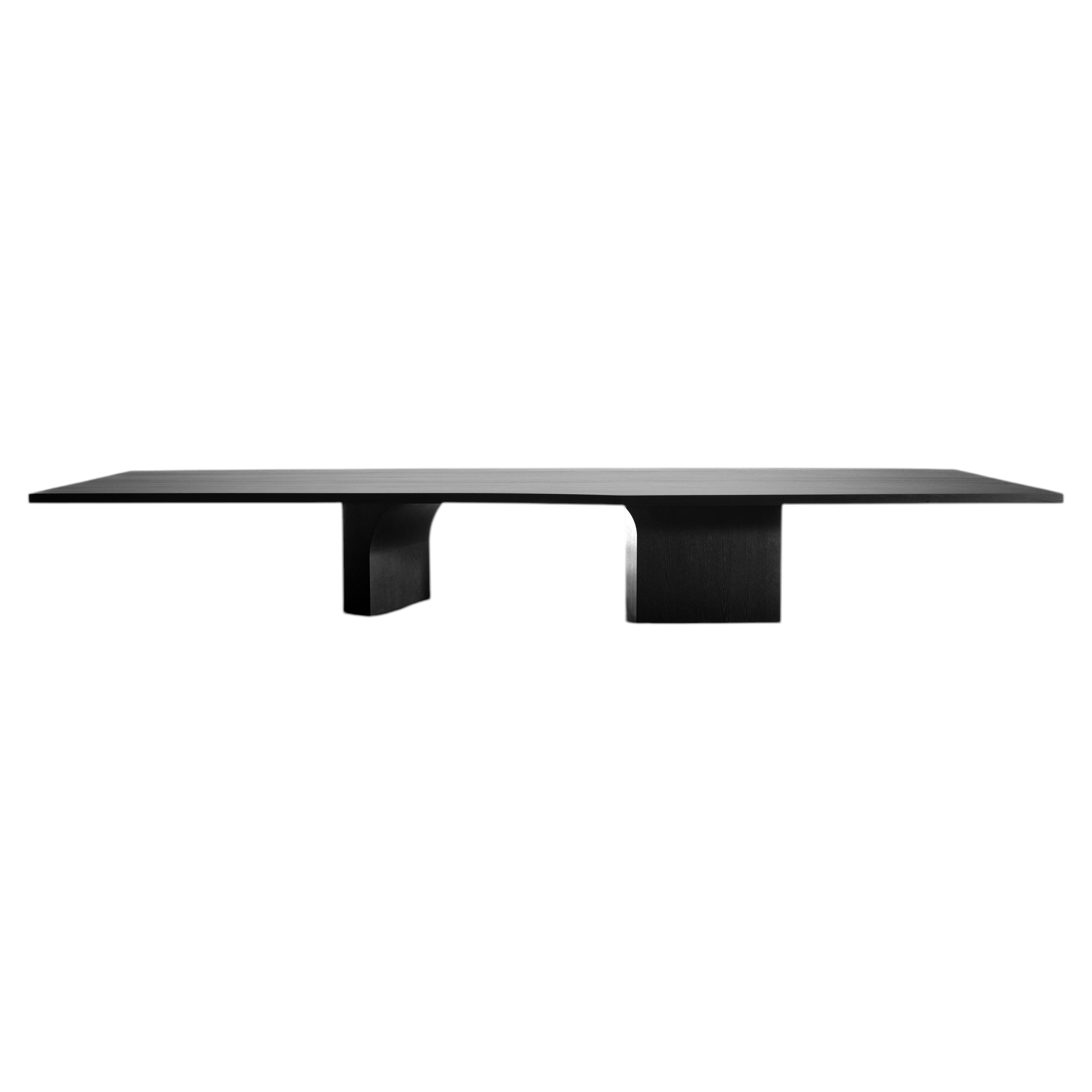 M-K2519 Contemporary Sculptural Monolithic Oak Dining Table by Isac Elam Kaid
