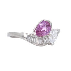M. Kantor, GIA and AGL Certified Sapphire and Diamond Bypass Cocktail Ring