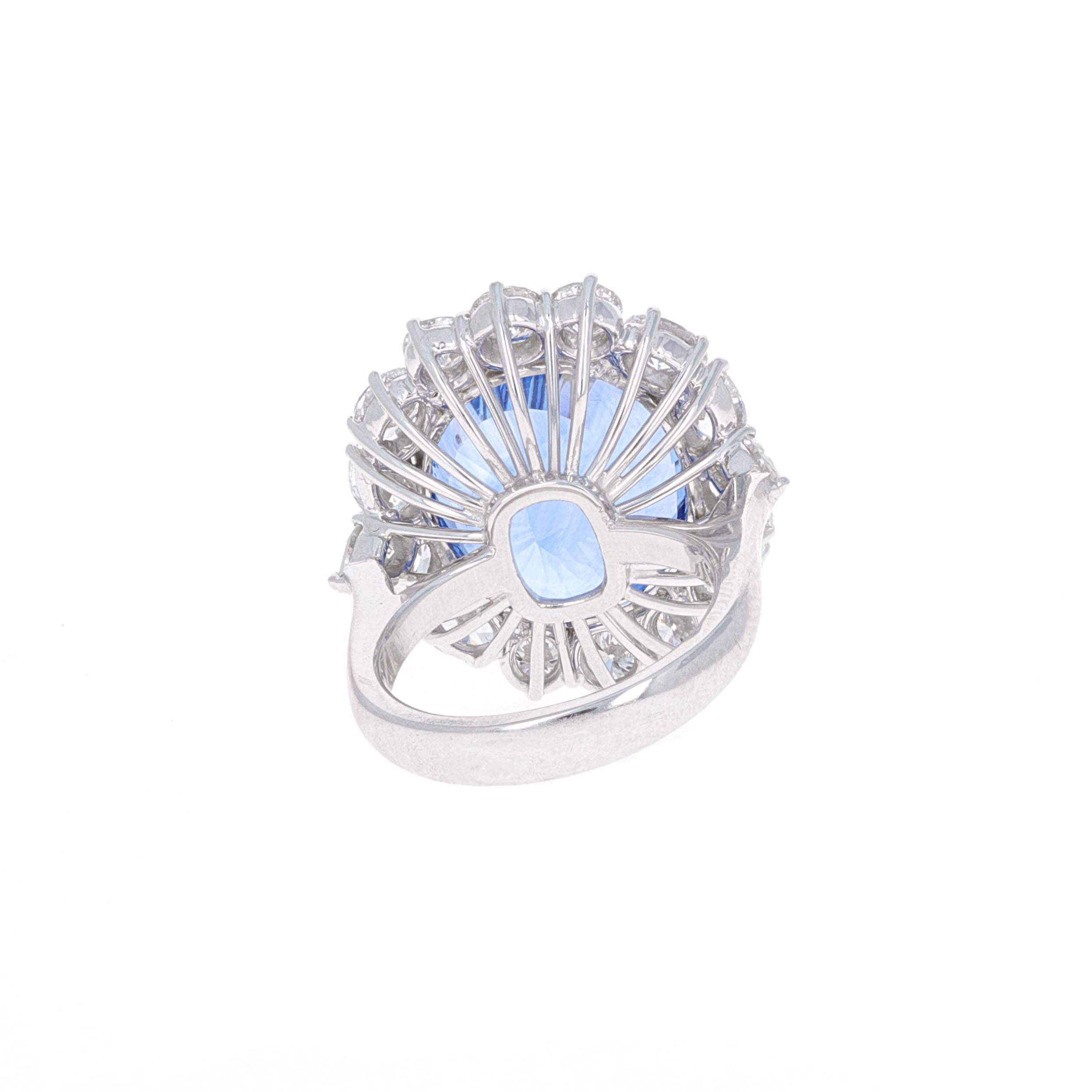 Oval Cut  GIA Certified 18.83 Carat Ceylon Sapphire  Diamond Ring