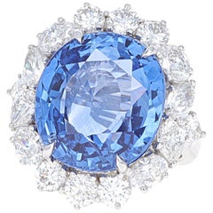  GIA Certified 18.83 Carat Ceylon Sapphire  Diamond Ring