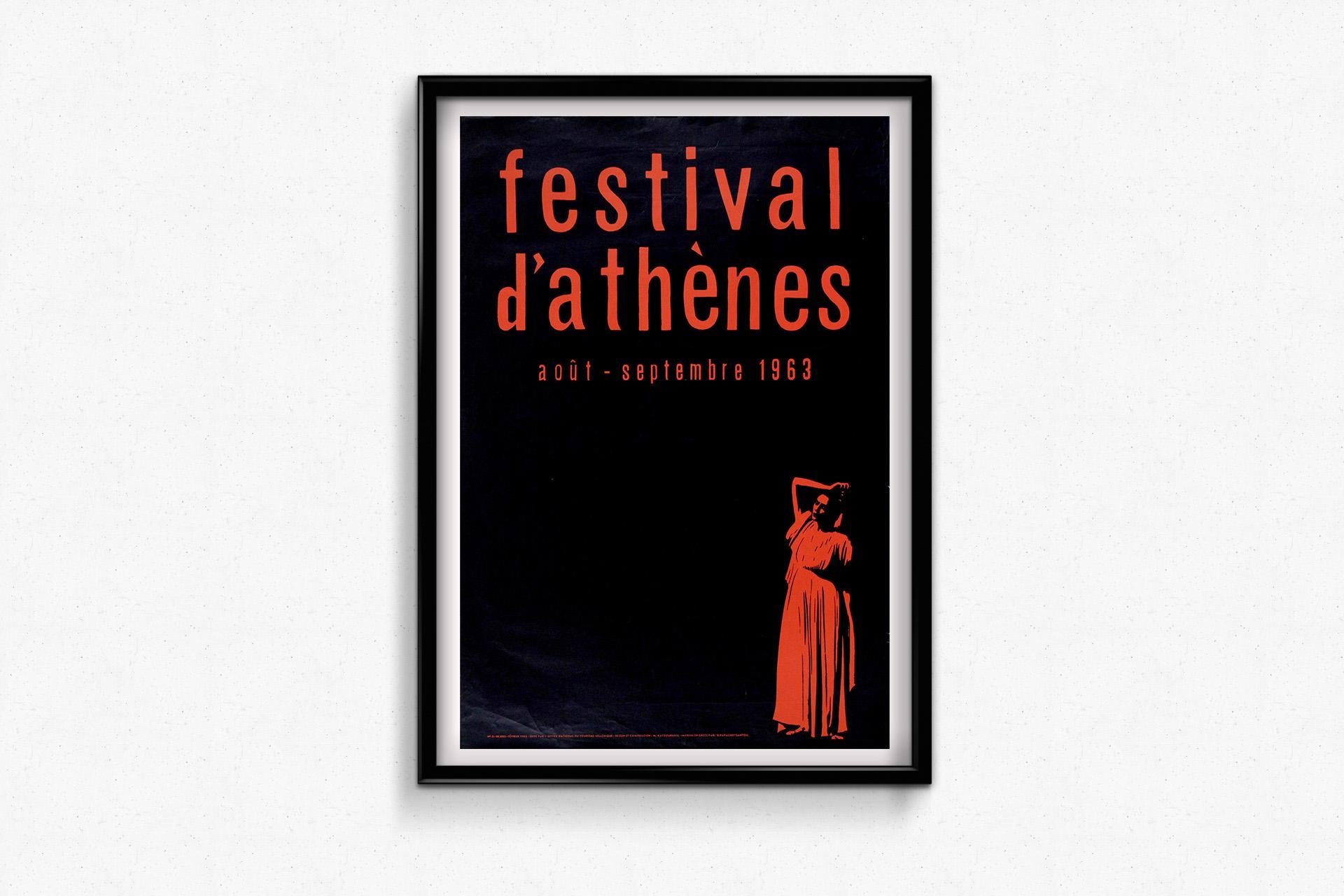 1963 Originalplakat von M. Katzourakis für das Festival d'Athènes et d'Épidaure im Angebot 1