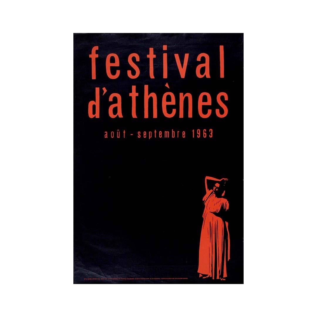 1963 Originalplakat von M. Katzourakis für das Festival d'Athènes et d'Épidaure im Angebot 3