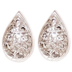 M. Khatau 18K White Gold and White Diamond Raindrop Stud Earrings