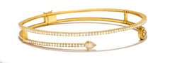 18 Karat Yellow Gold White Diamond Pear Shape Cabochon Warrior Choker Necklace