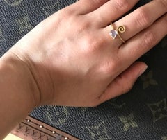 18 Karat Yellow Gold Diamond and Pear Shaped Moonstone Petal Ring