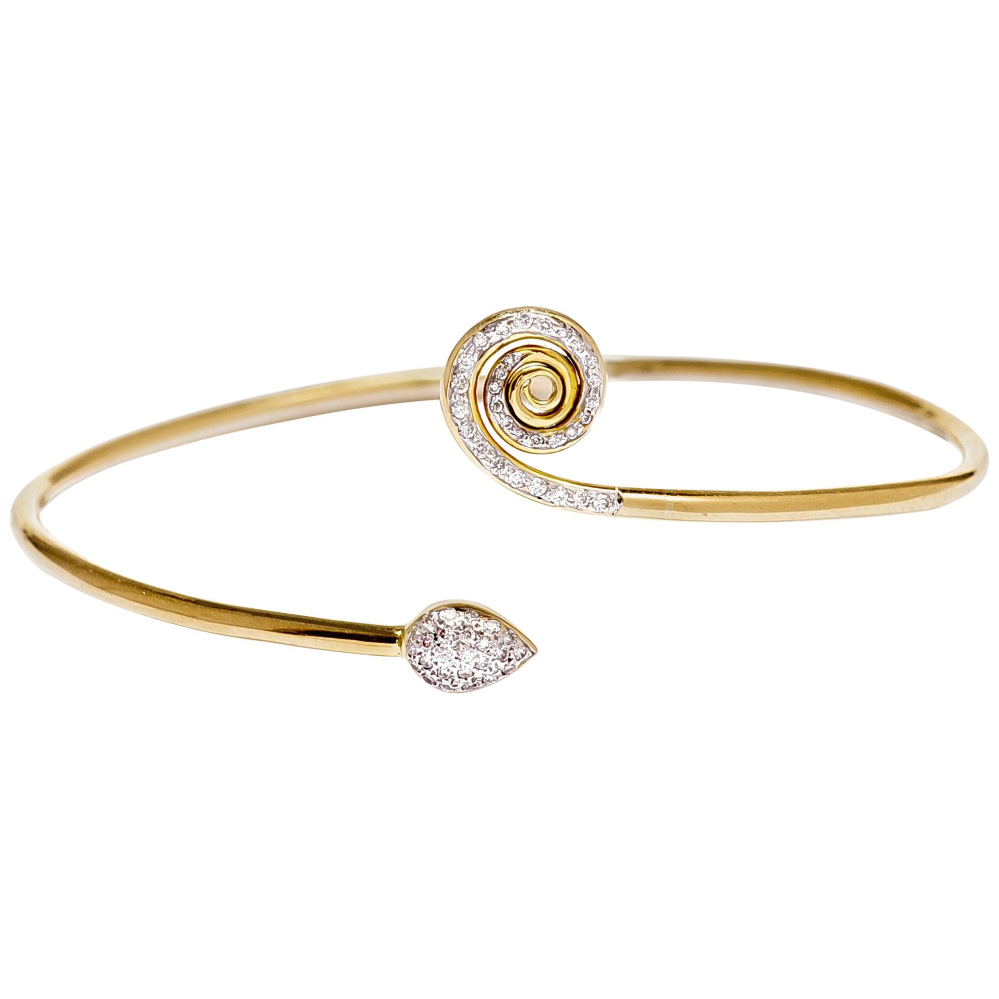 M. Khatau Diamond and 18K Yellow Gold Elastic Single Loop Spiro