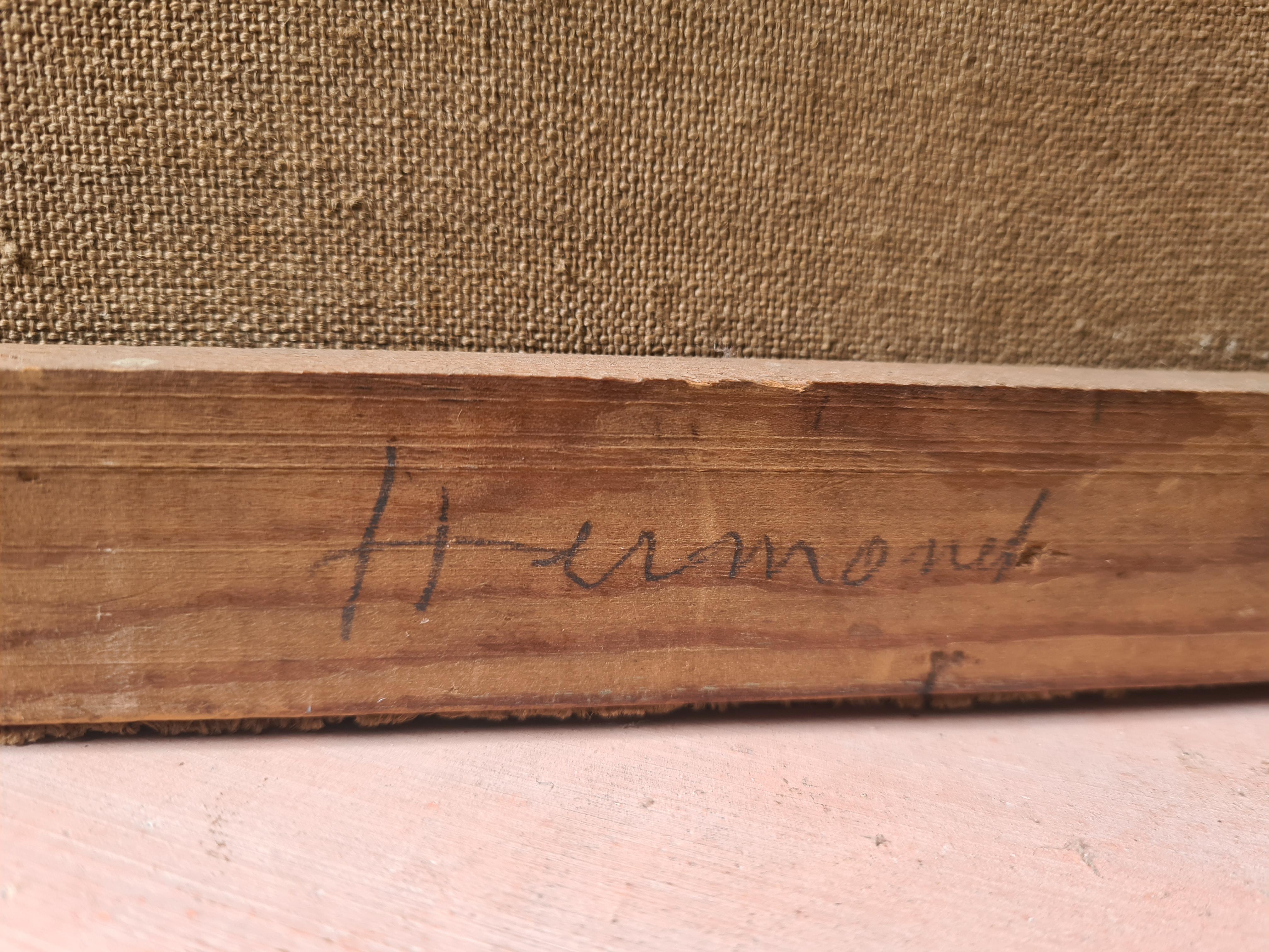 Peinture impressionniste française à l'huile sur toile, dans un jardin de monastère en vente 5