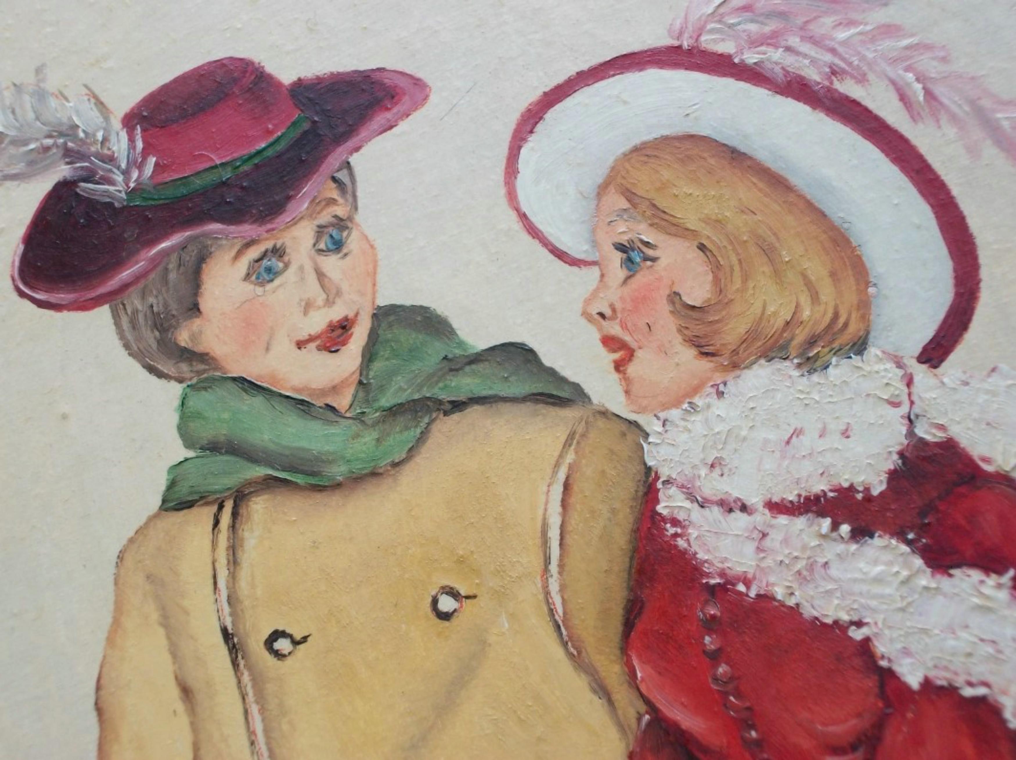 Autrichien M. LAWRENCE - Peinture d'art populaire tyrolien sur panneau - Signée - Fin du 20e siècle en vente