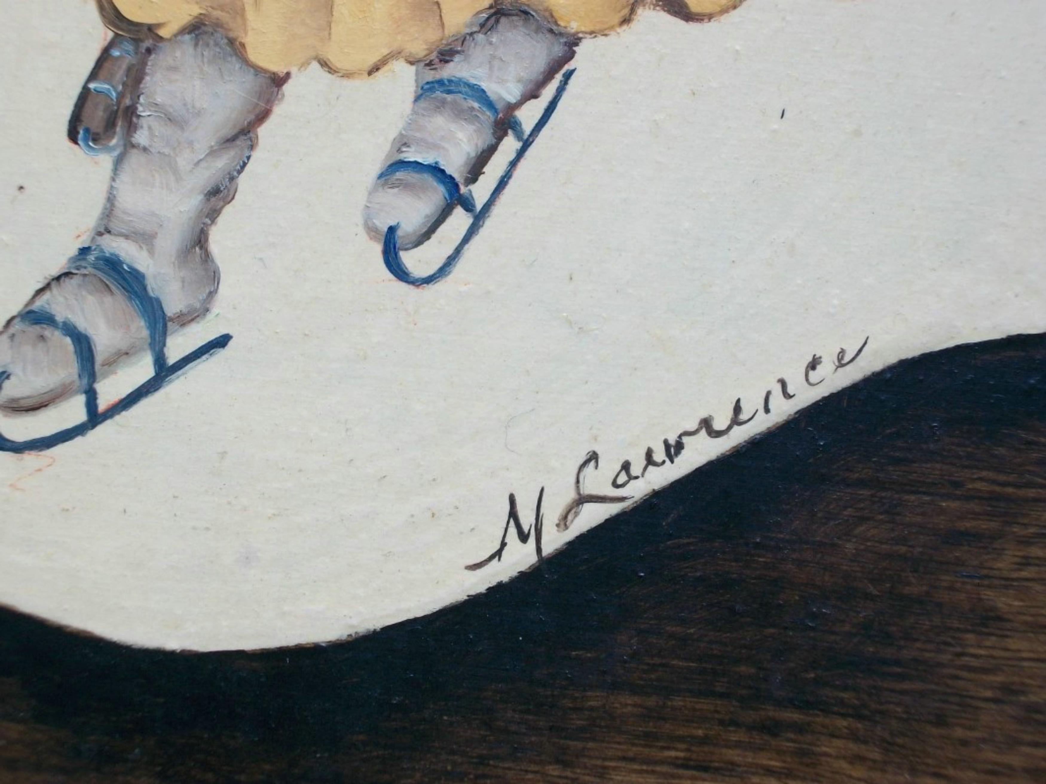 Fait main M. LAWRENCE - Peinture d'art populaire tyrolien sur panneau - Signée - Fin du 20e siècle en vente