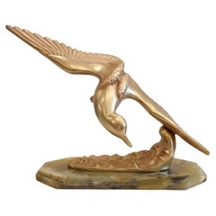M. Leducq Style, Seagull Flies over the Waves, Art Deco Sculpture
