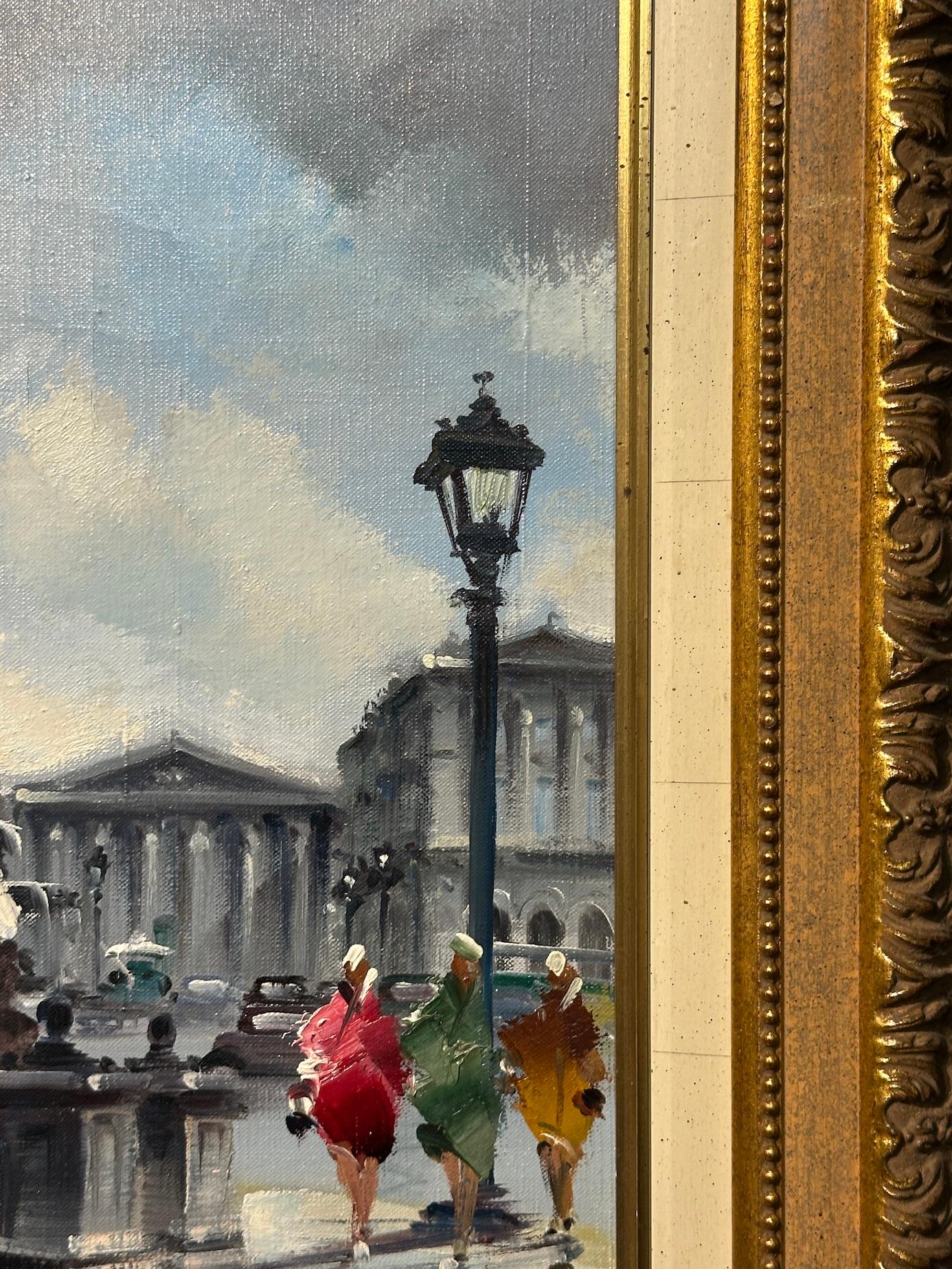 A.I.C. 20ème C. Vue de Paris, Place de la Concorde, peuple par la Fontaine des Mers en vente 2
