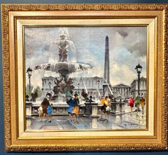 A.I.C. 20ème C. Vue de Paris, Place de la Concorde, peuple par la Fontaine des Mers