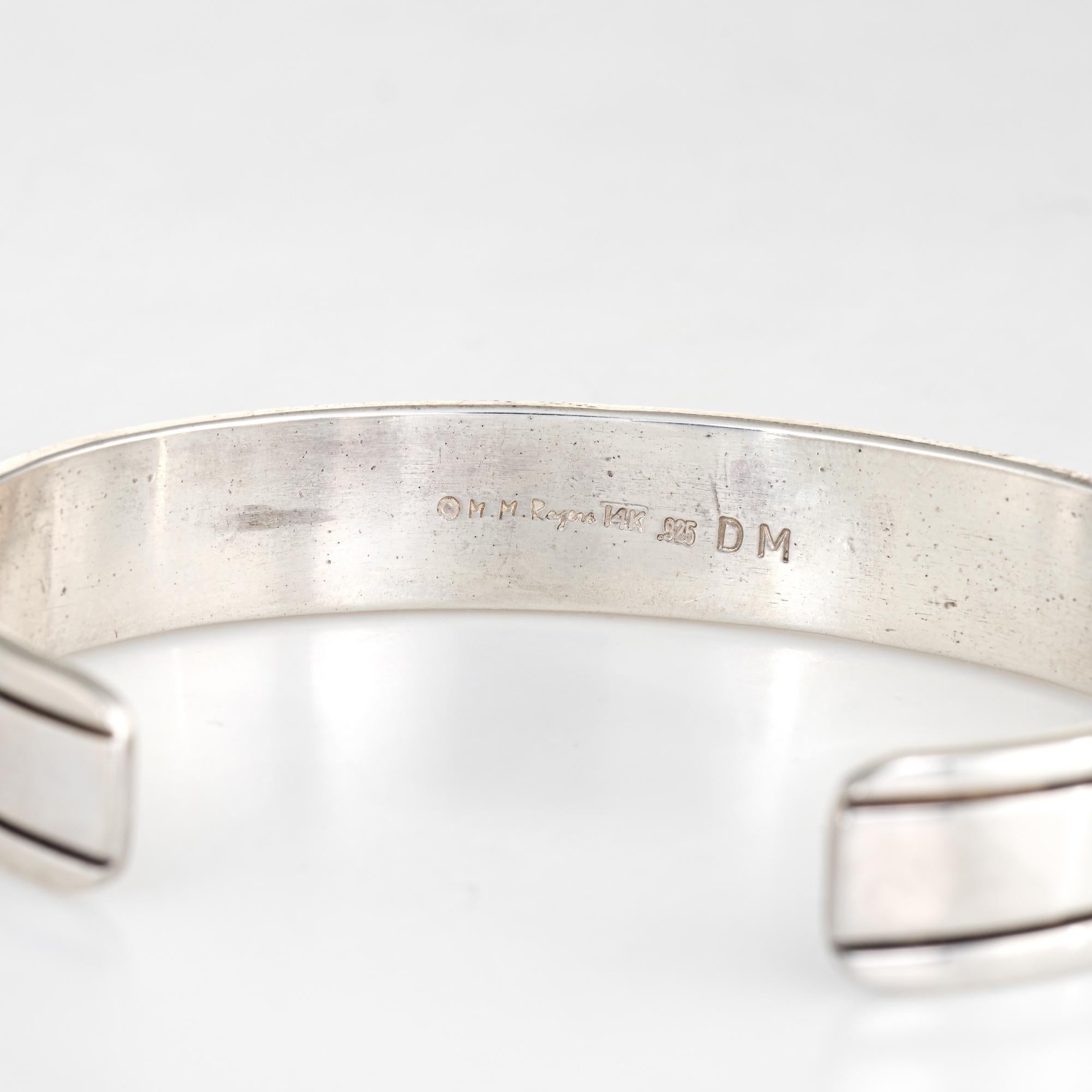 Modern M. M. Rogers Cuff Bracelet Estate 14 Karat Gold Sterling Silver Native American